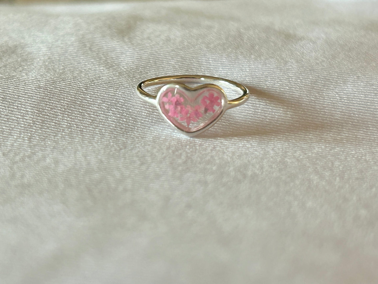 Heart Pink Queen Anne's Lace Rings
