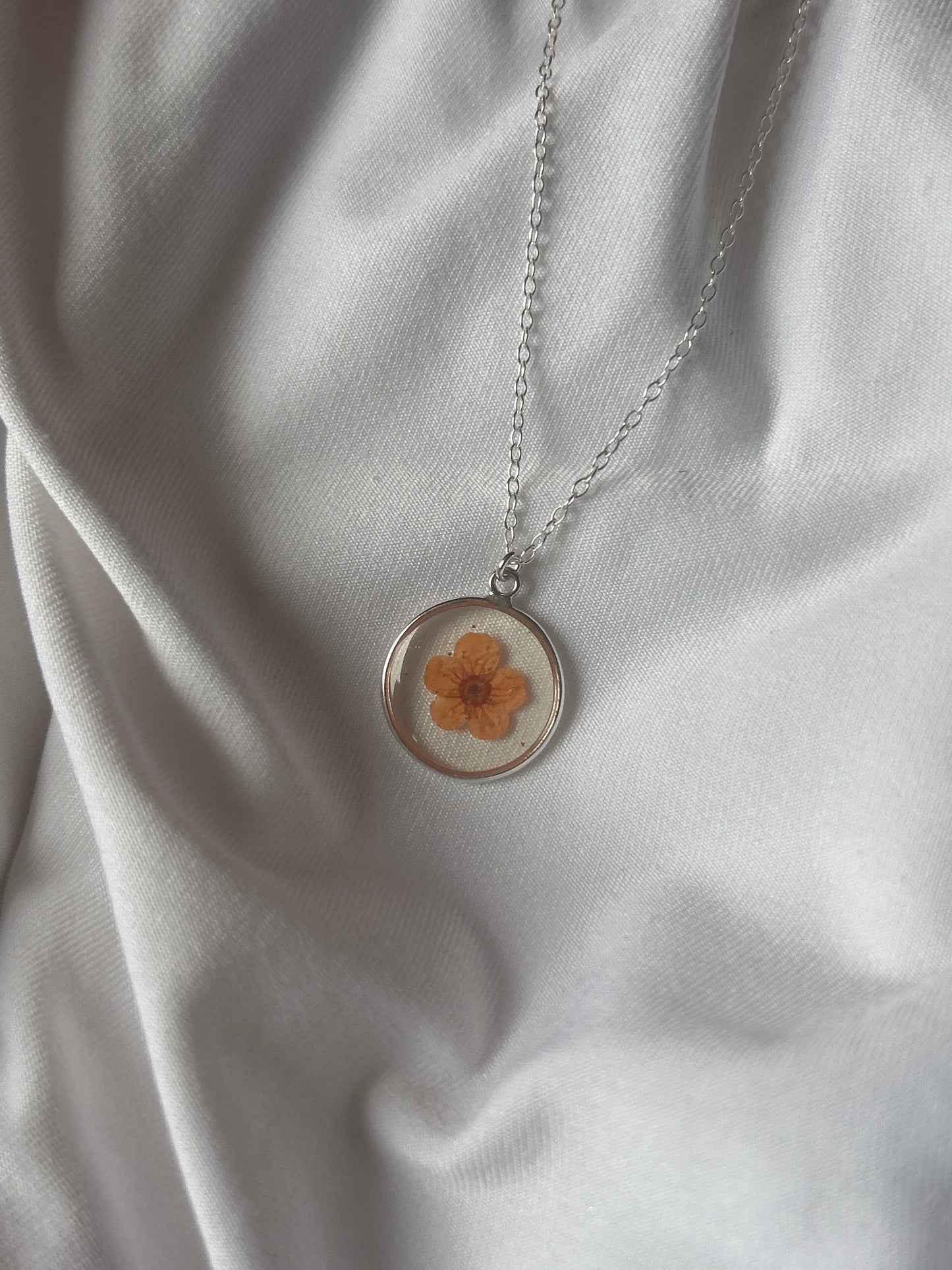 Orange Blossom Circle Pendant Necklace
