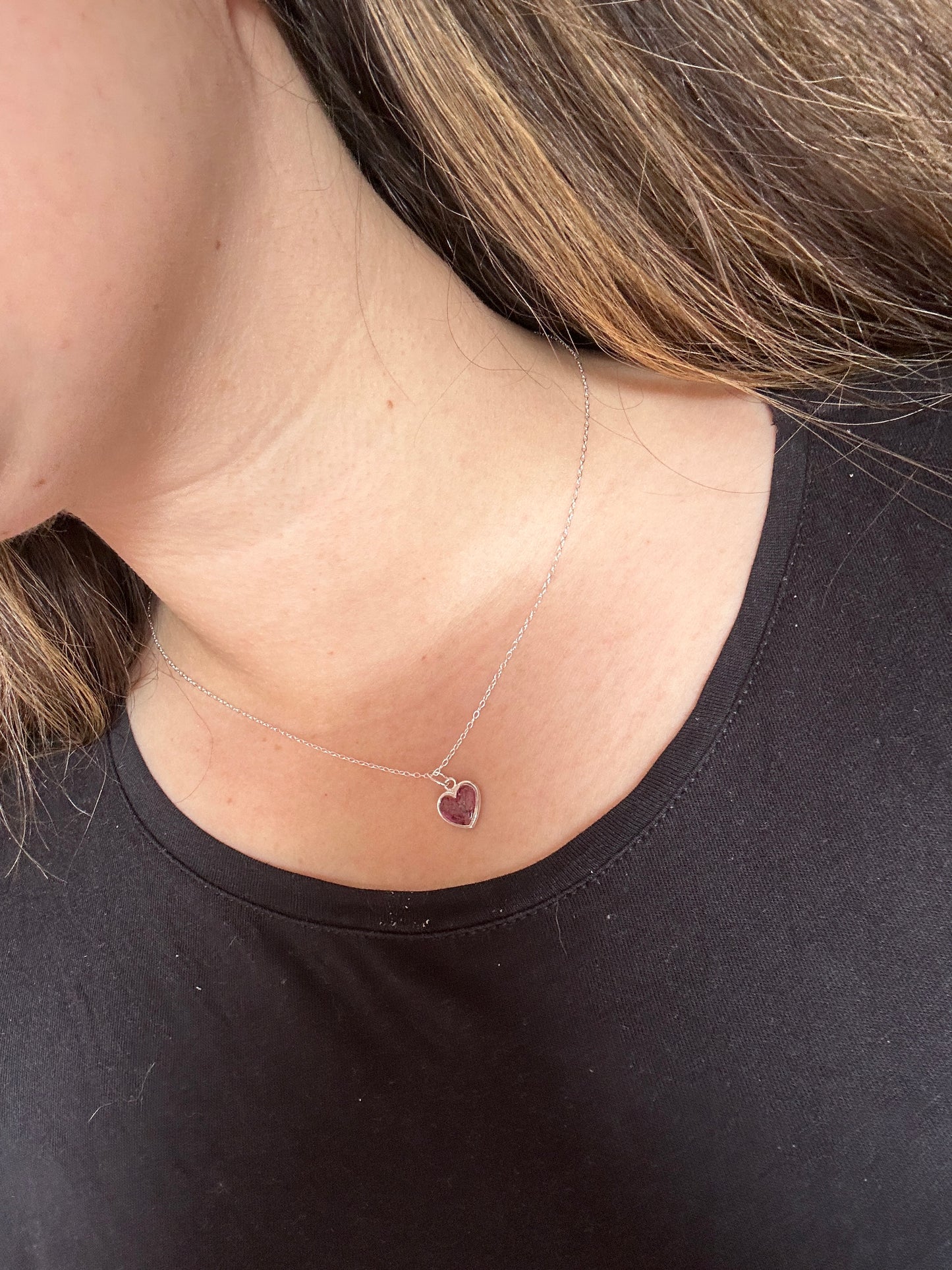 Crushed Poppy Heart Necklace