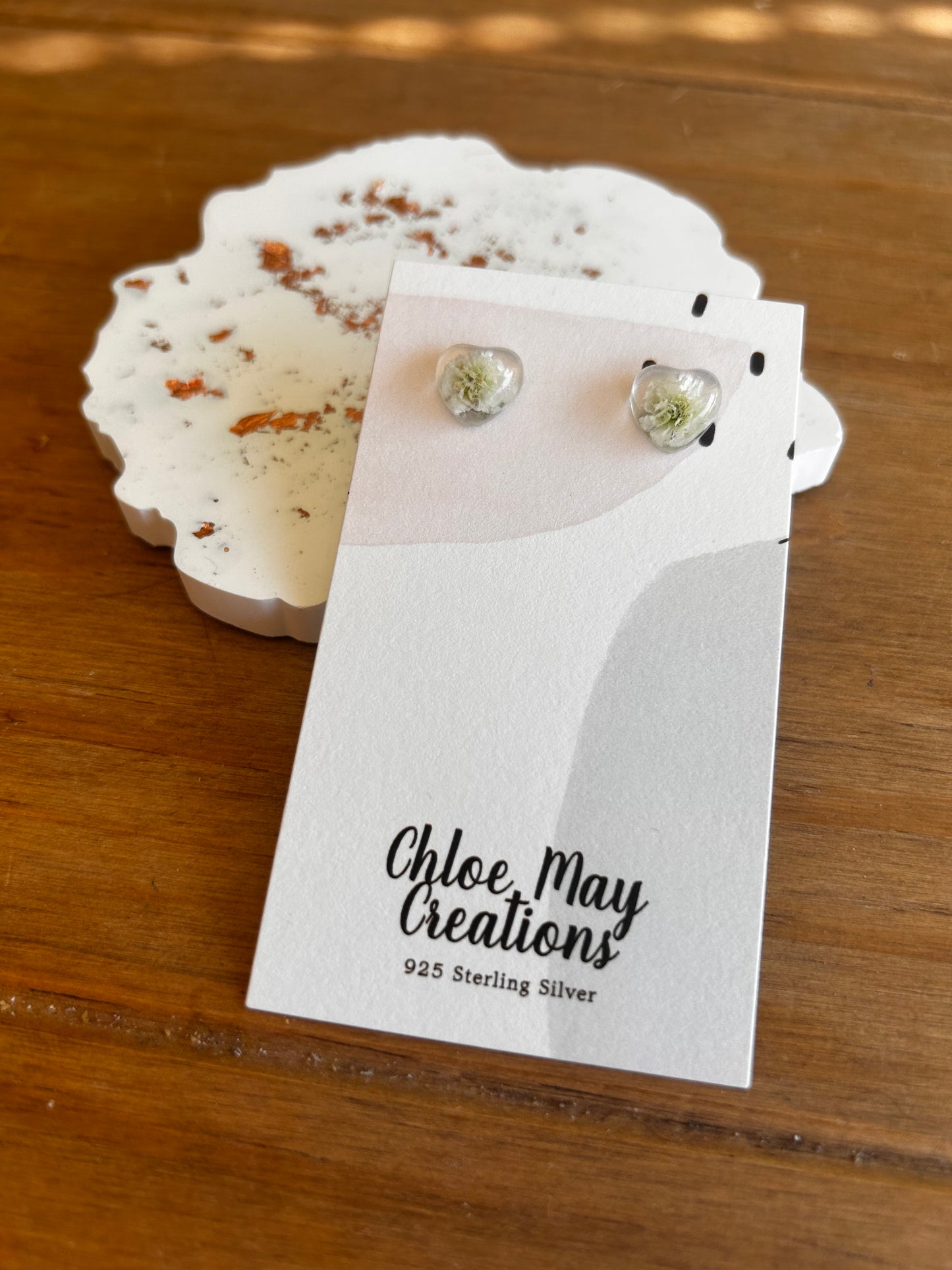 Gypsophila Heart Stud Earrings