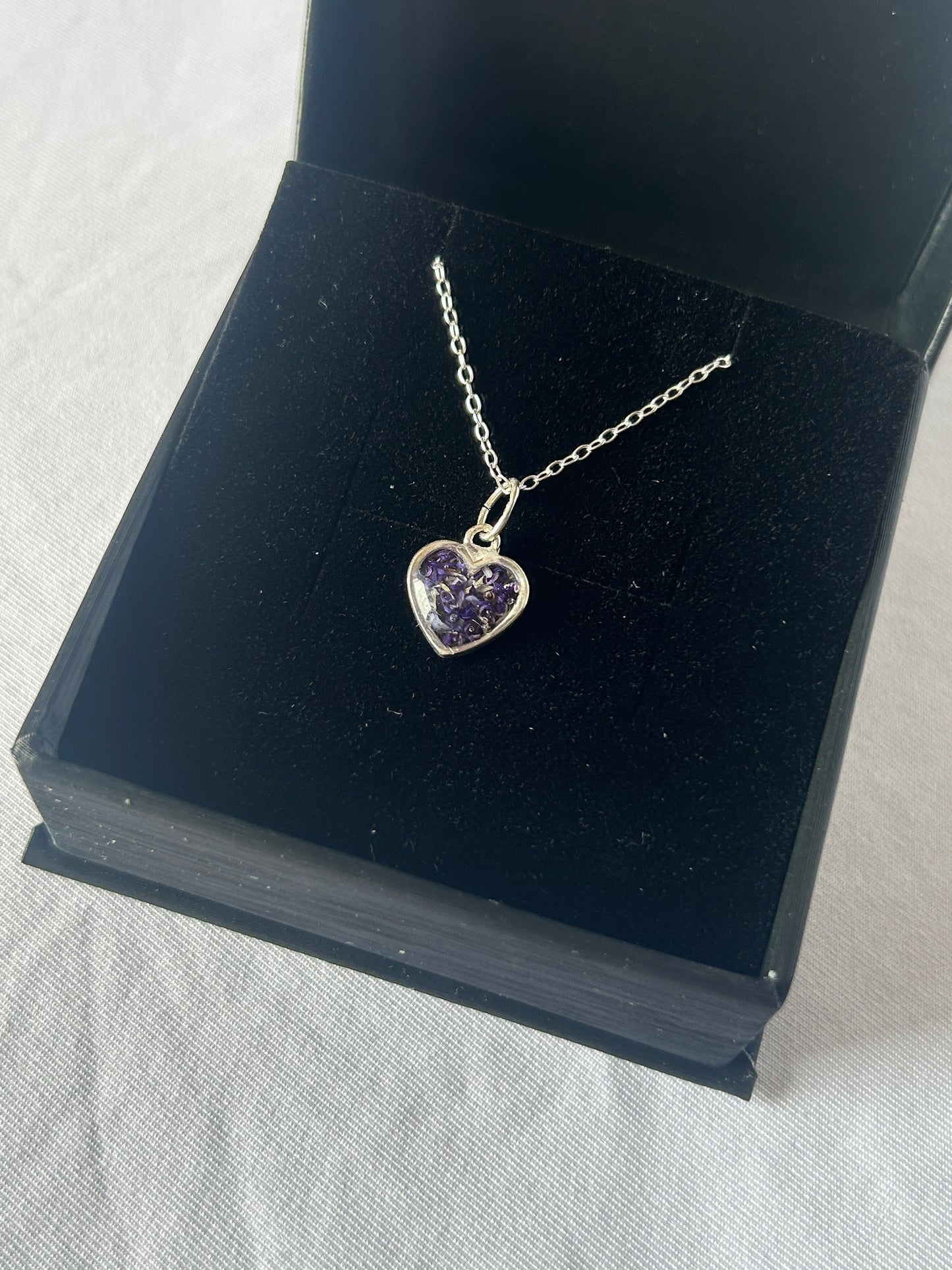 Crushed Asters Heart Necklace