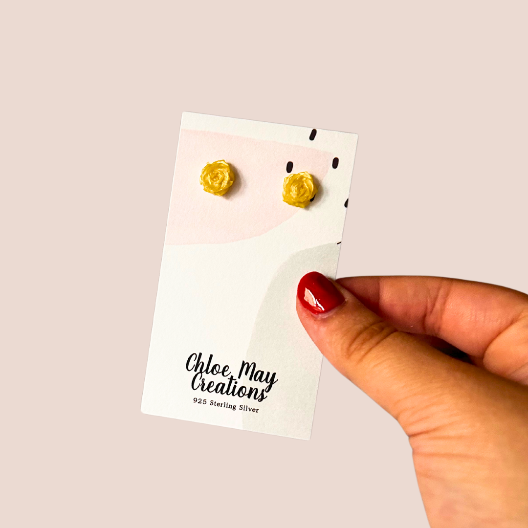 Yellow Rose Stud Earrings