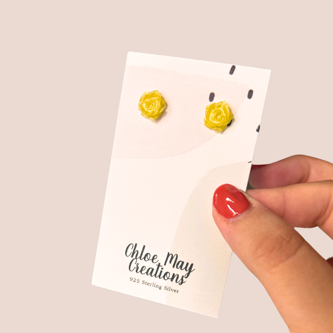 Yellow Rose Stud Earrings