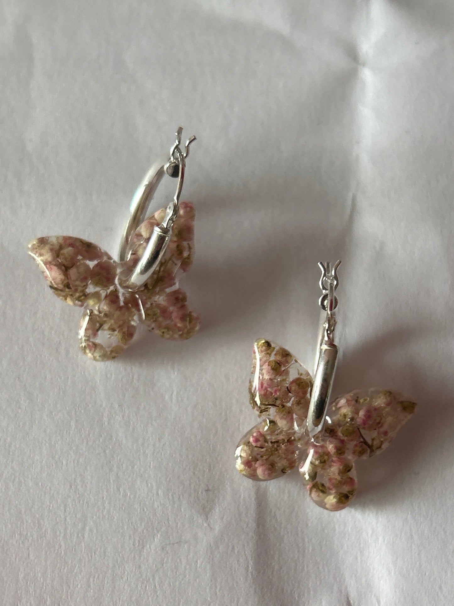 Pink Butterfly Hoop Earrings