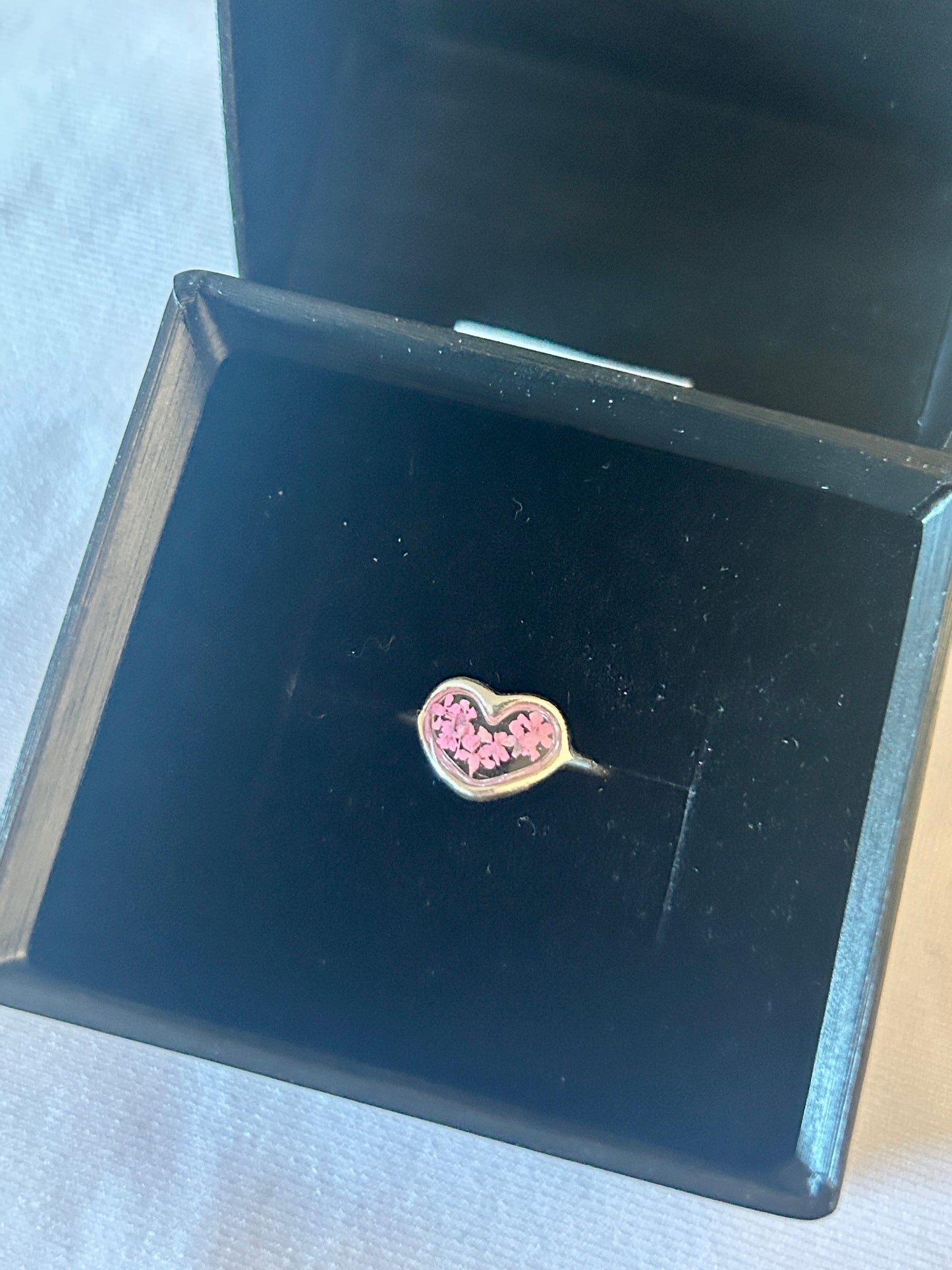Heart Pink Queen Anne's Lace Rings