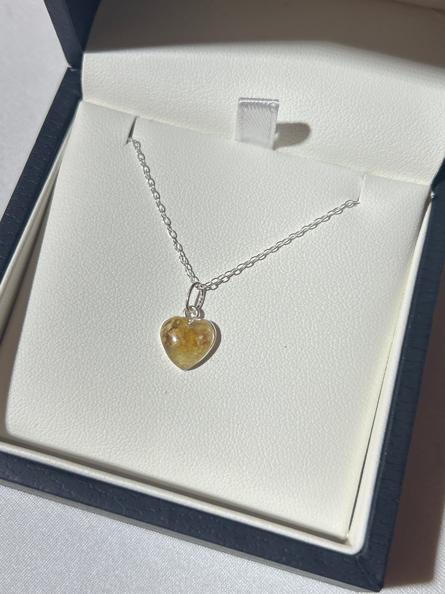 Crushed Daffodil Heart Necklace