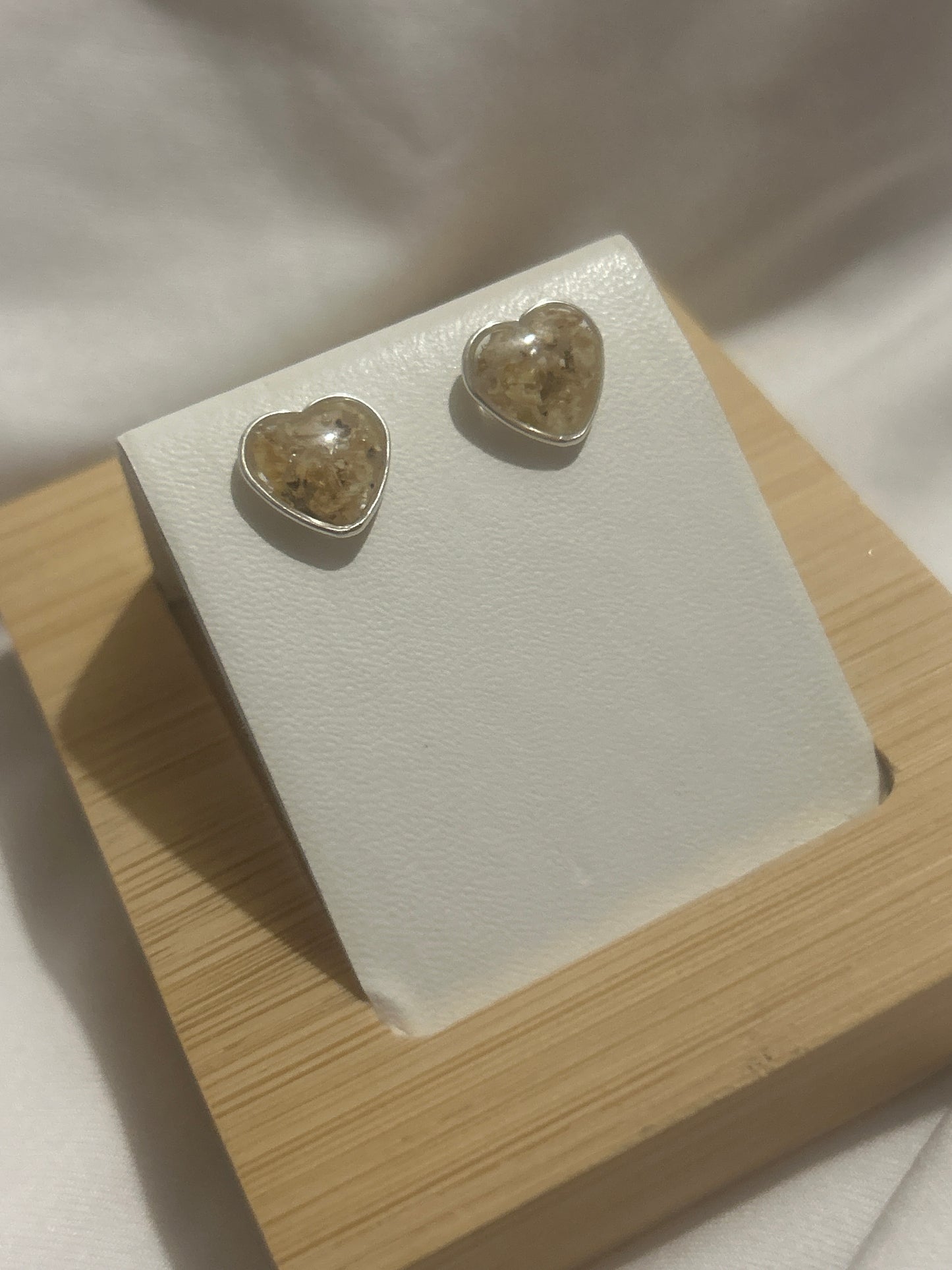 Crushed Lily of the Valley Heart Studs