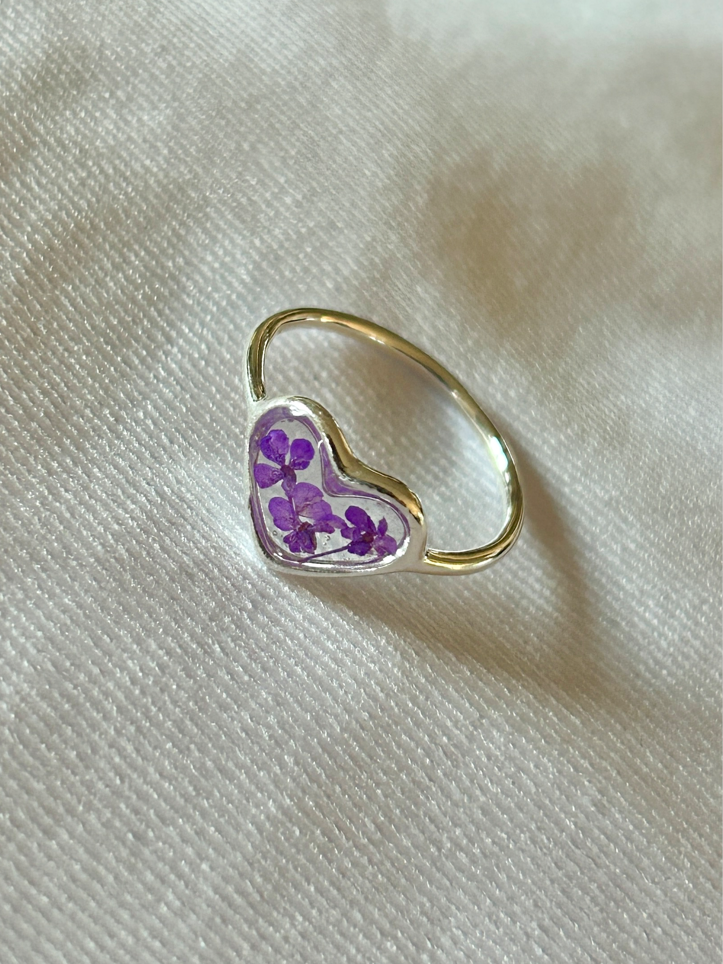 Heart Purple Queen Anne's Lace Rings