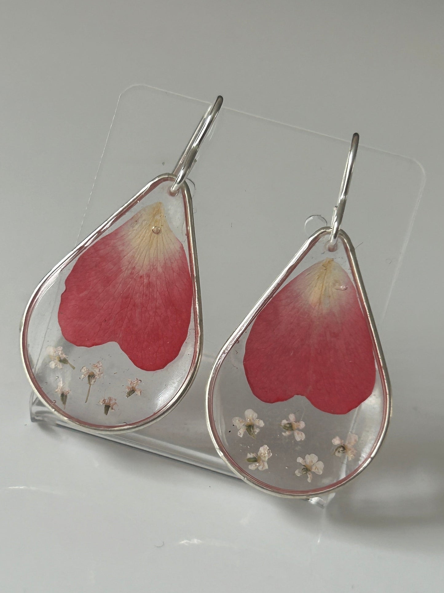 Rose & Cow Parsley Teardrop Earrings