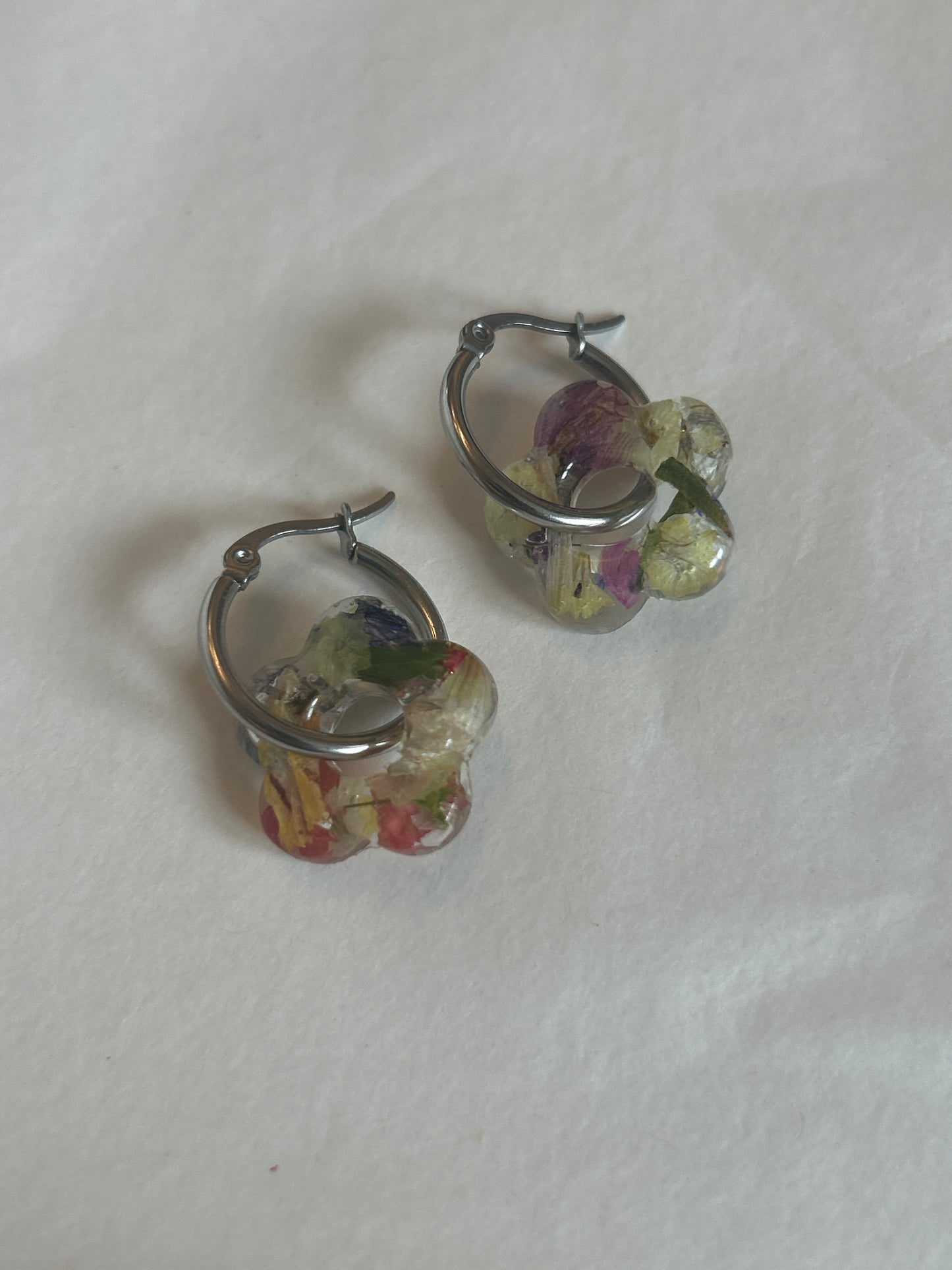 Wildflower Crushed Flower Hoop Earrings