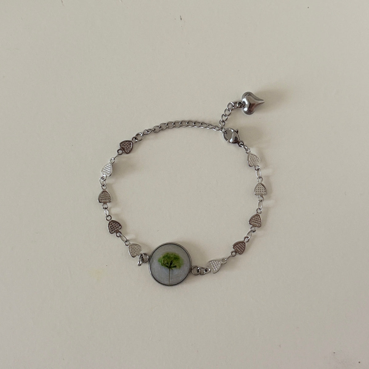 Green Gypsophila Stainless Steel Bracelet