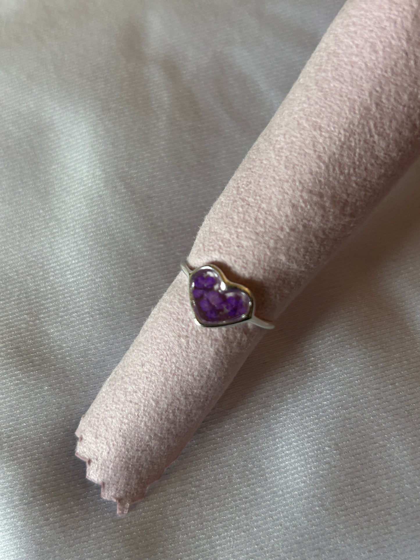 Heart Purple Queen Anne's Lace Rings