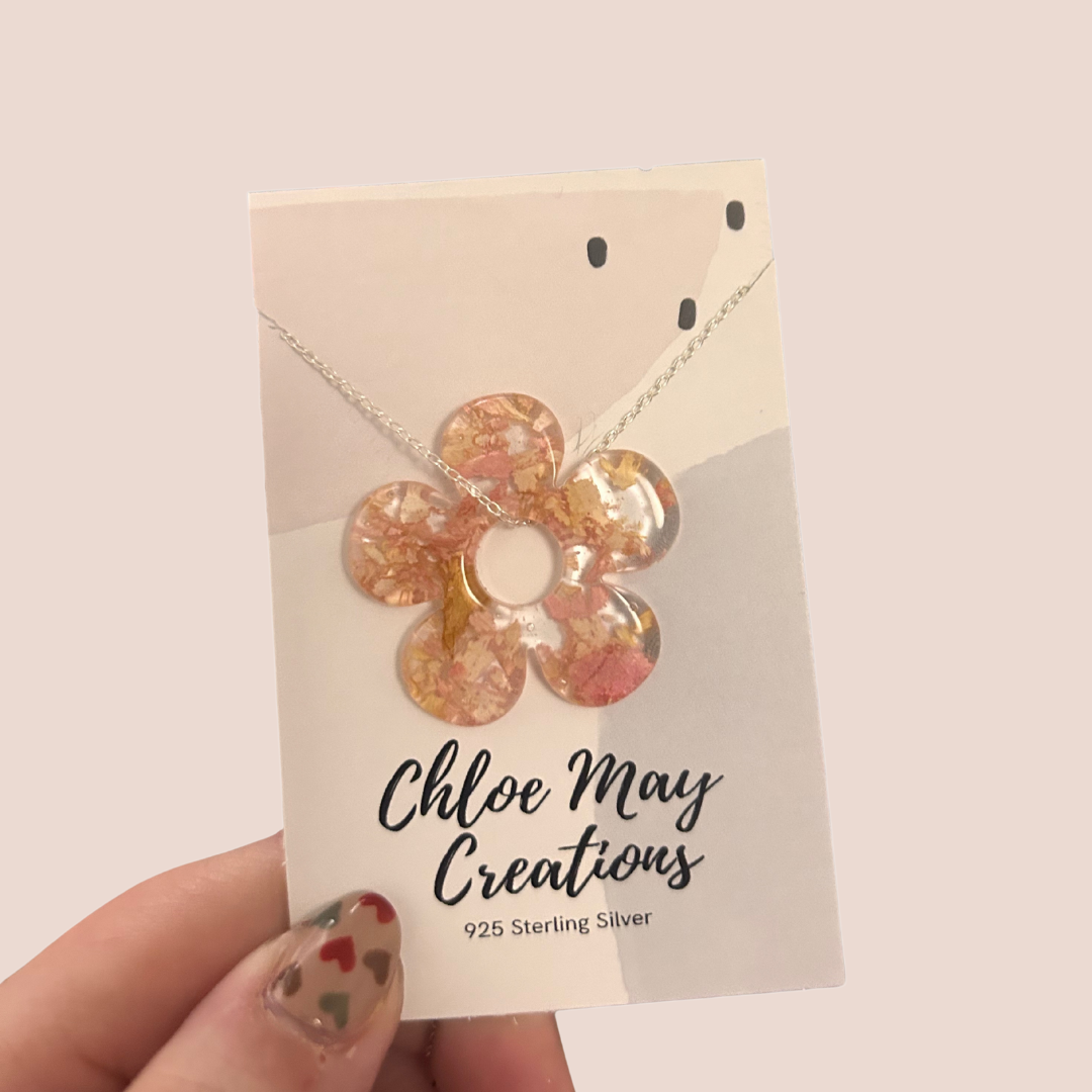 Crushed Rose Petal Flower Necklace