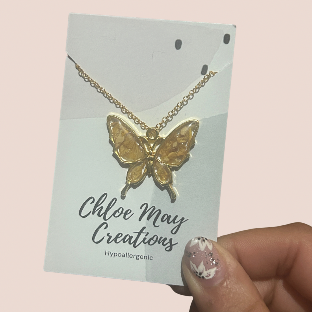 Crushed Rose Butterfly Necklace