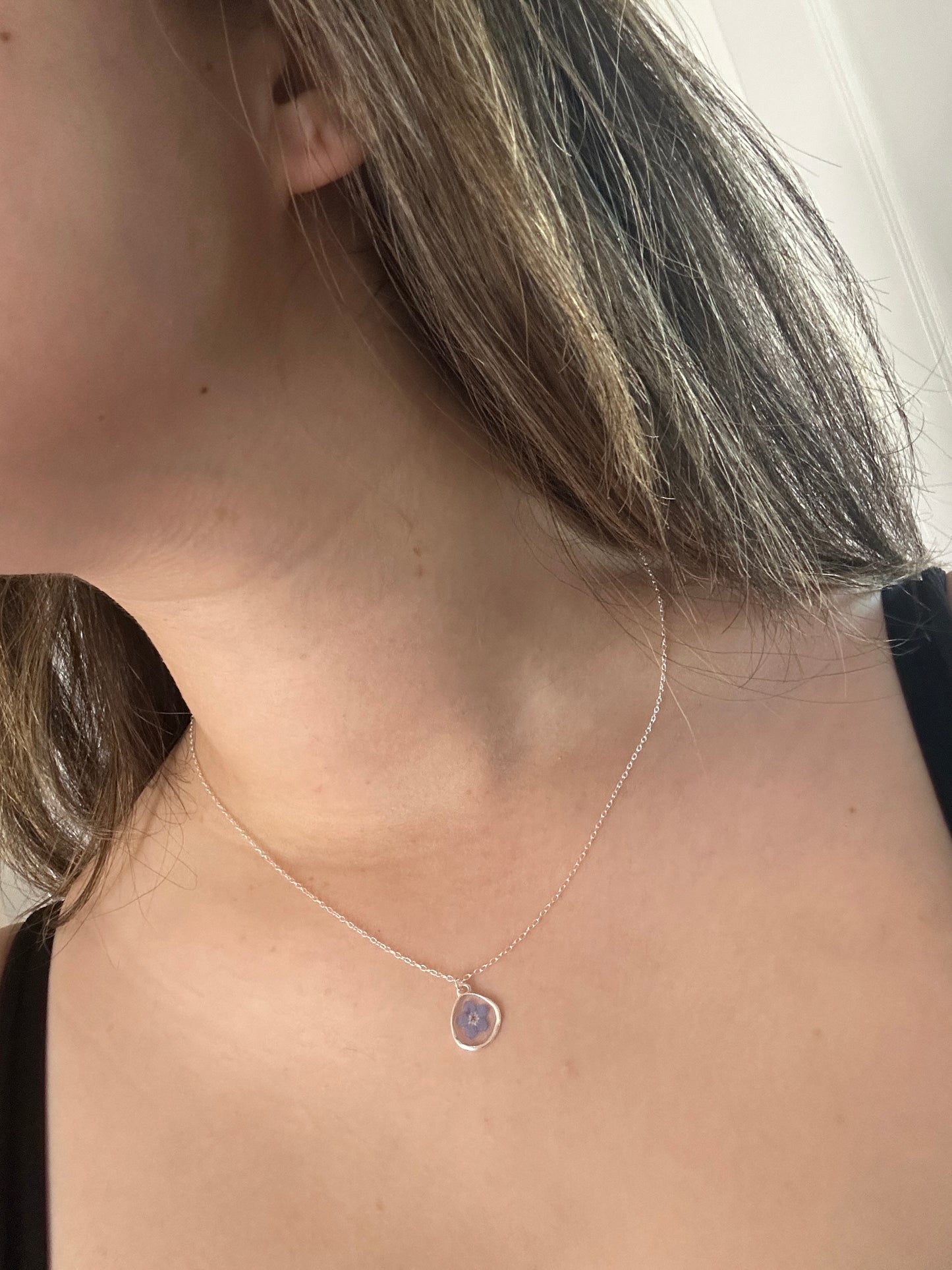 Forget me not circle necklace