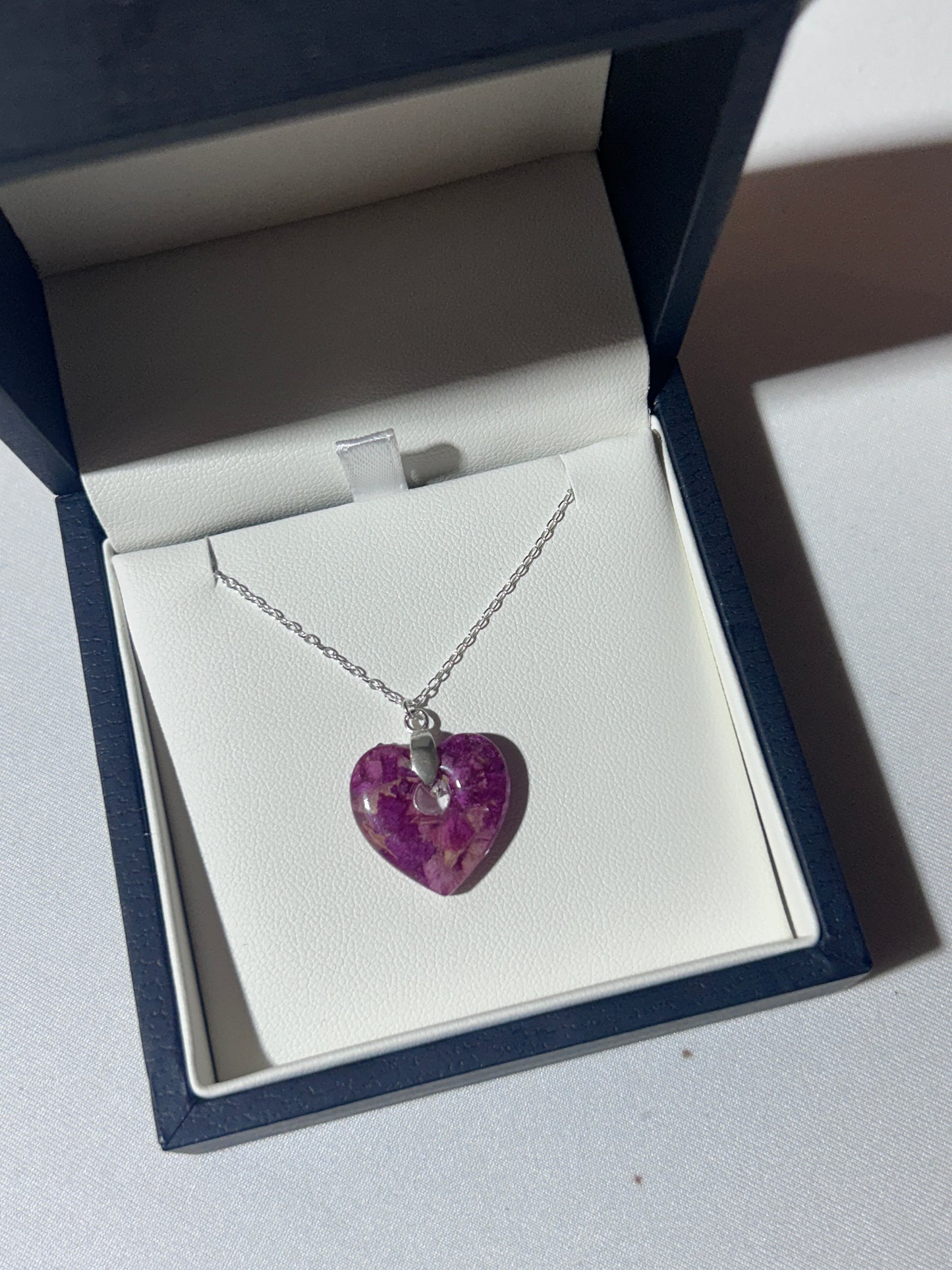 Crushed Peonies Heart Pendant Necklace