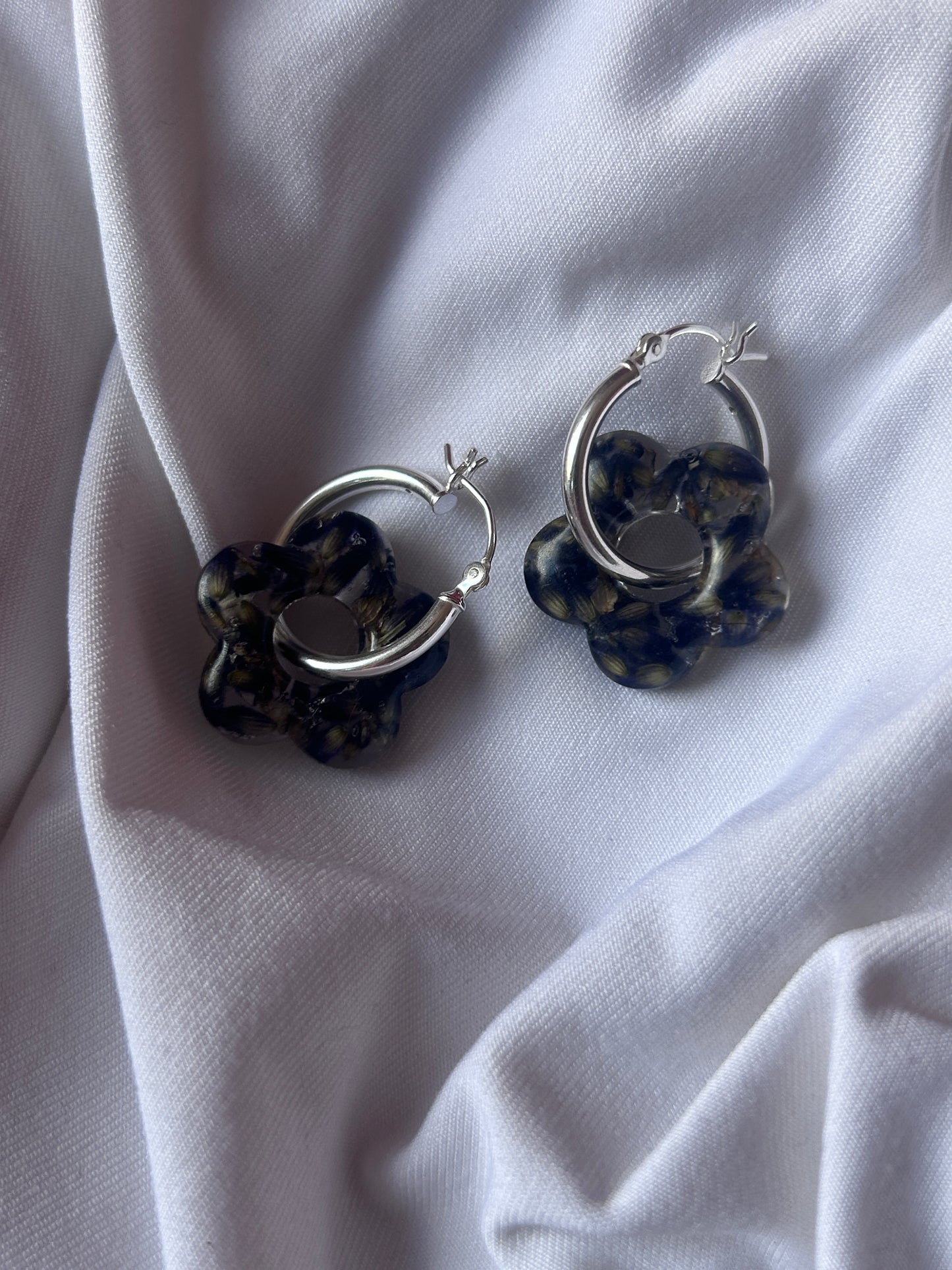 Lavender Flower Hoops