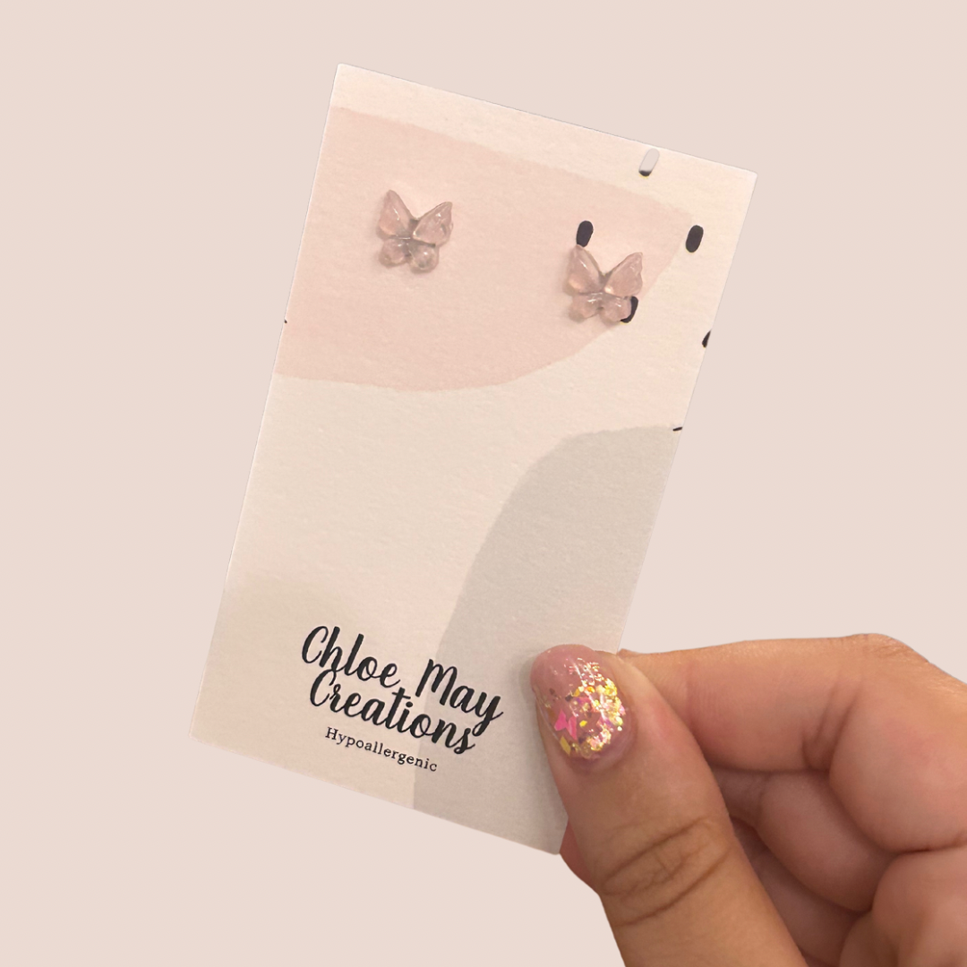 Miniature Pink Butterfly Stud Earrings