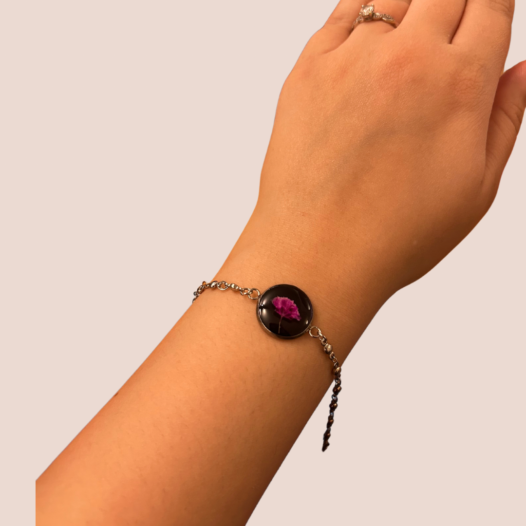 Pink Baby's Breath Flower Bracelet