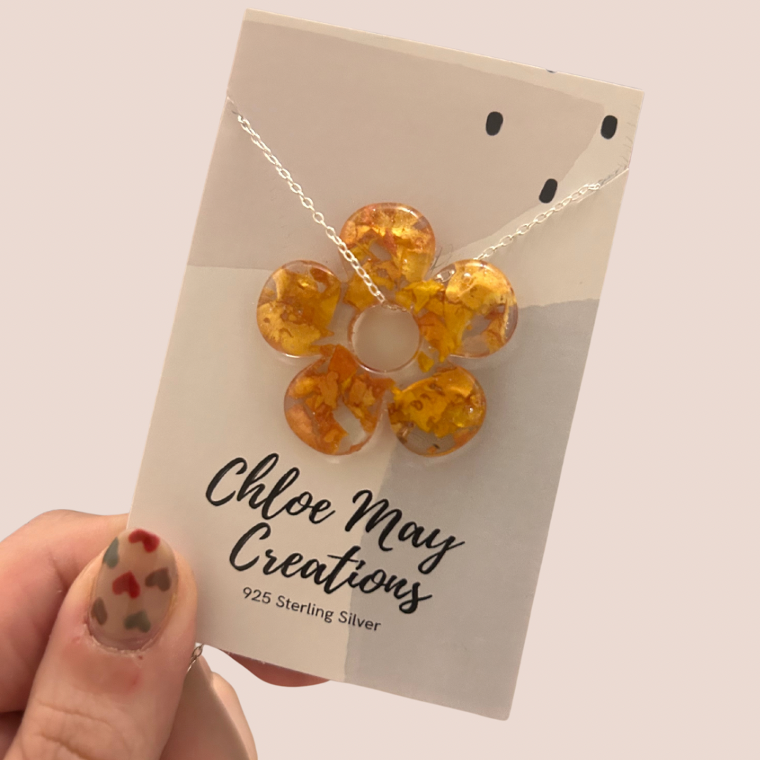 Crushed Rose Petal Flower Necklace