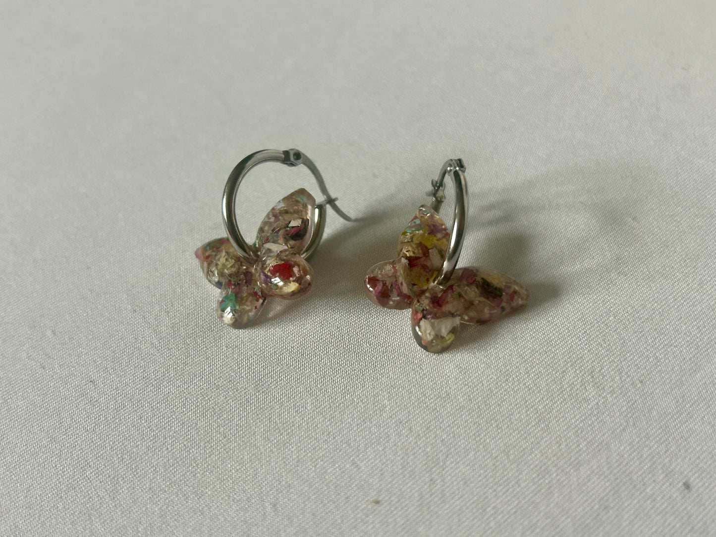 Wildflower Crushed Butterfly Hoop Earrings