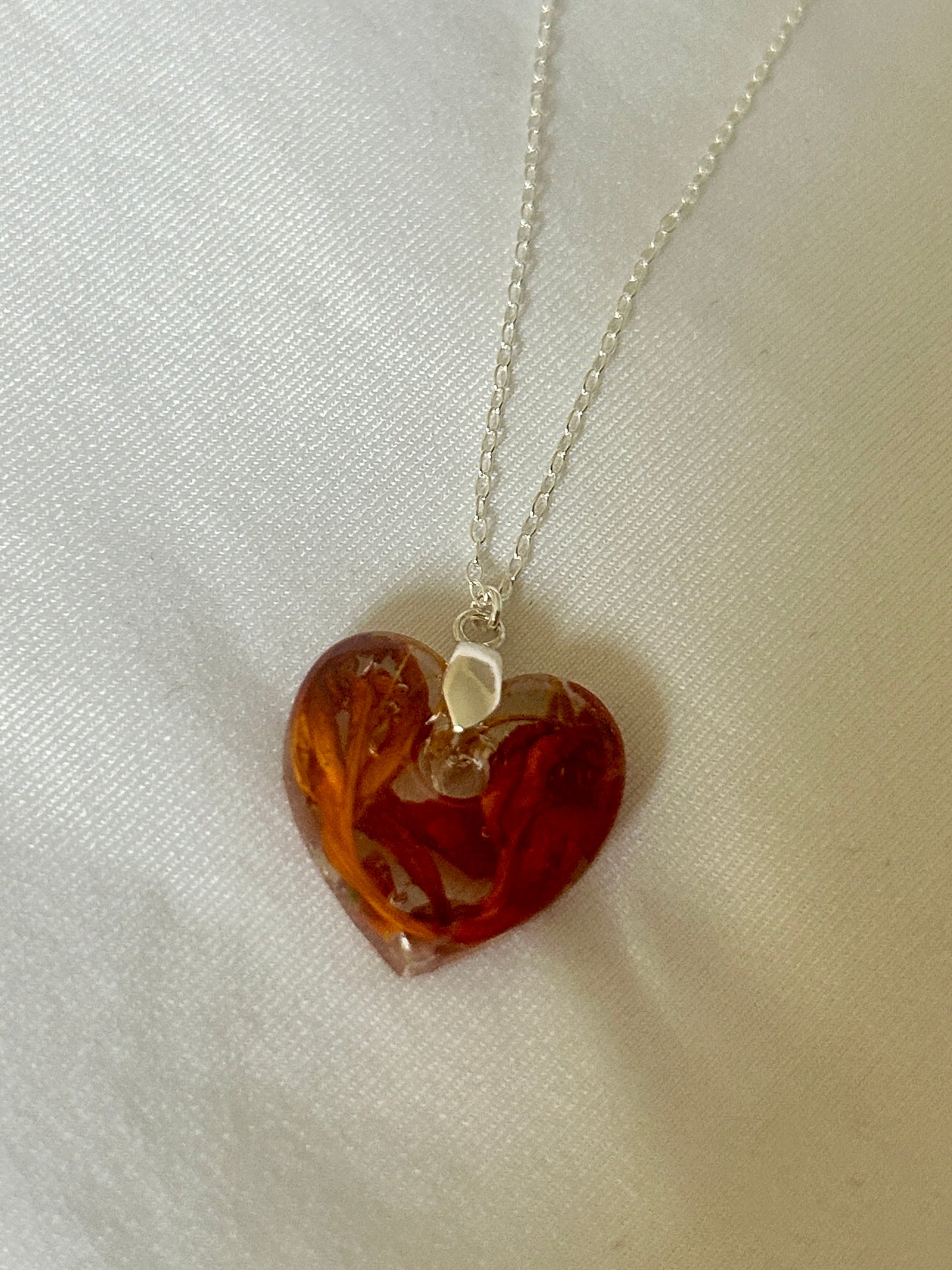 Crocosmia Heart Pendant Necklace