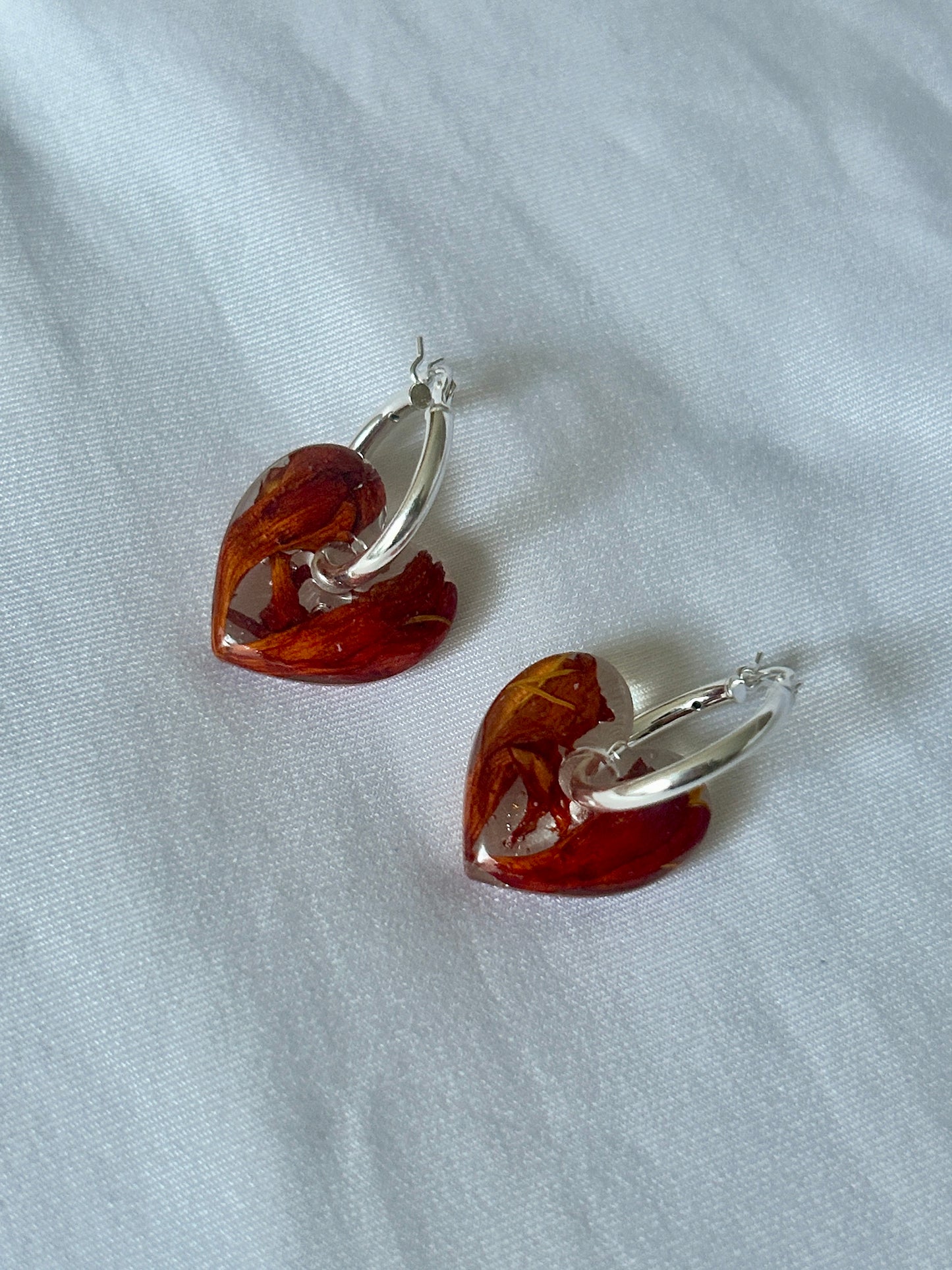 Crocosmia Heart Hoop Earrings