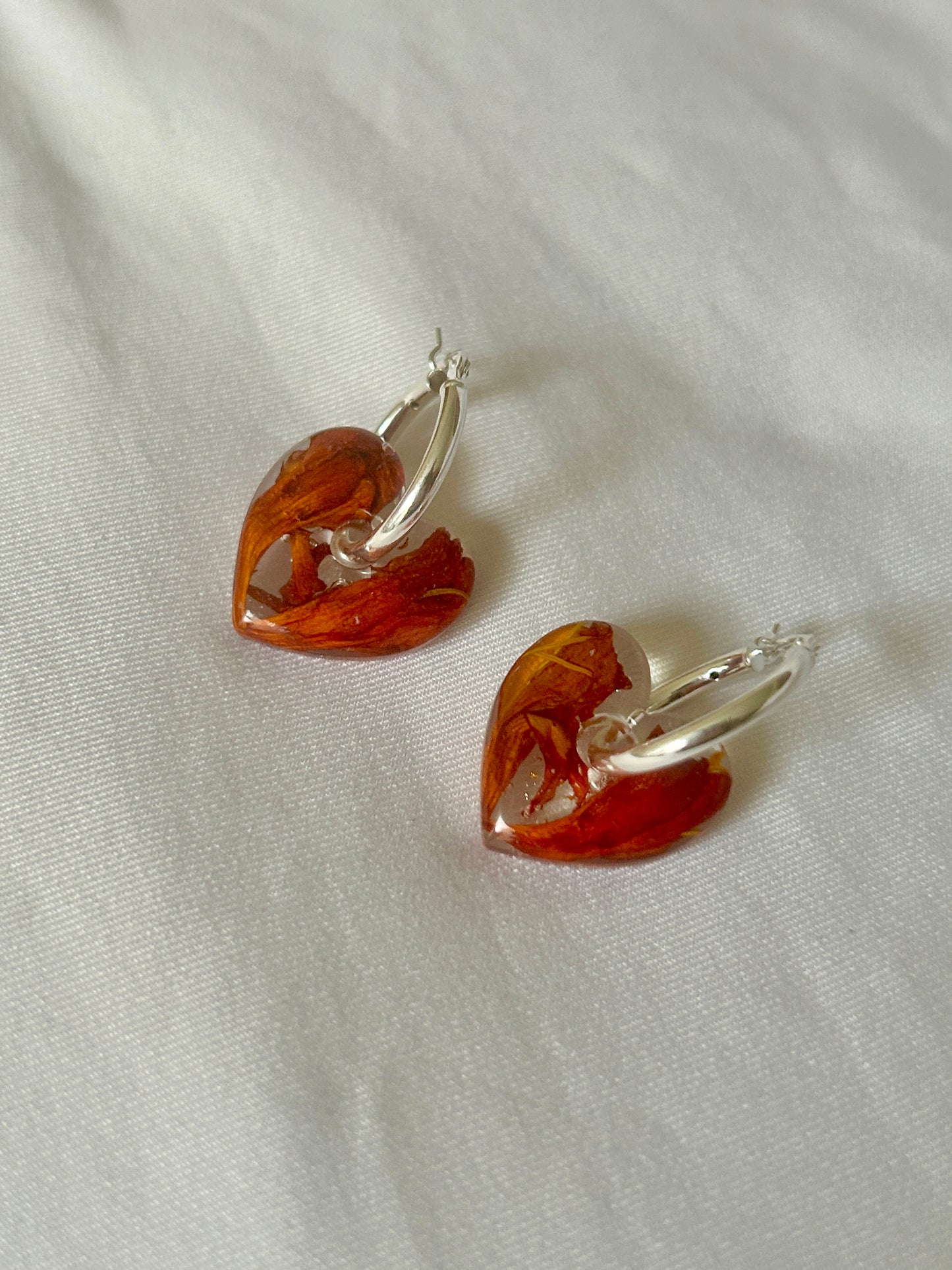Crocosmia Heart Hoop Earrings