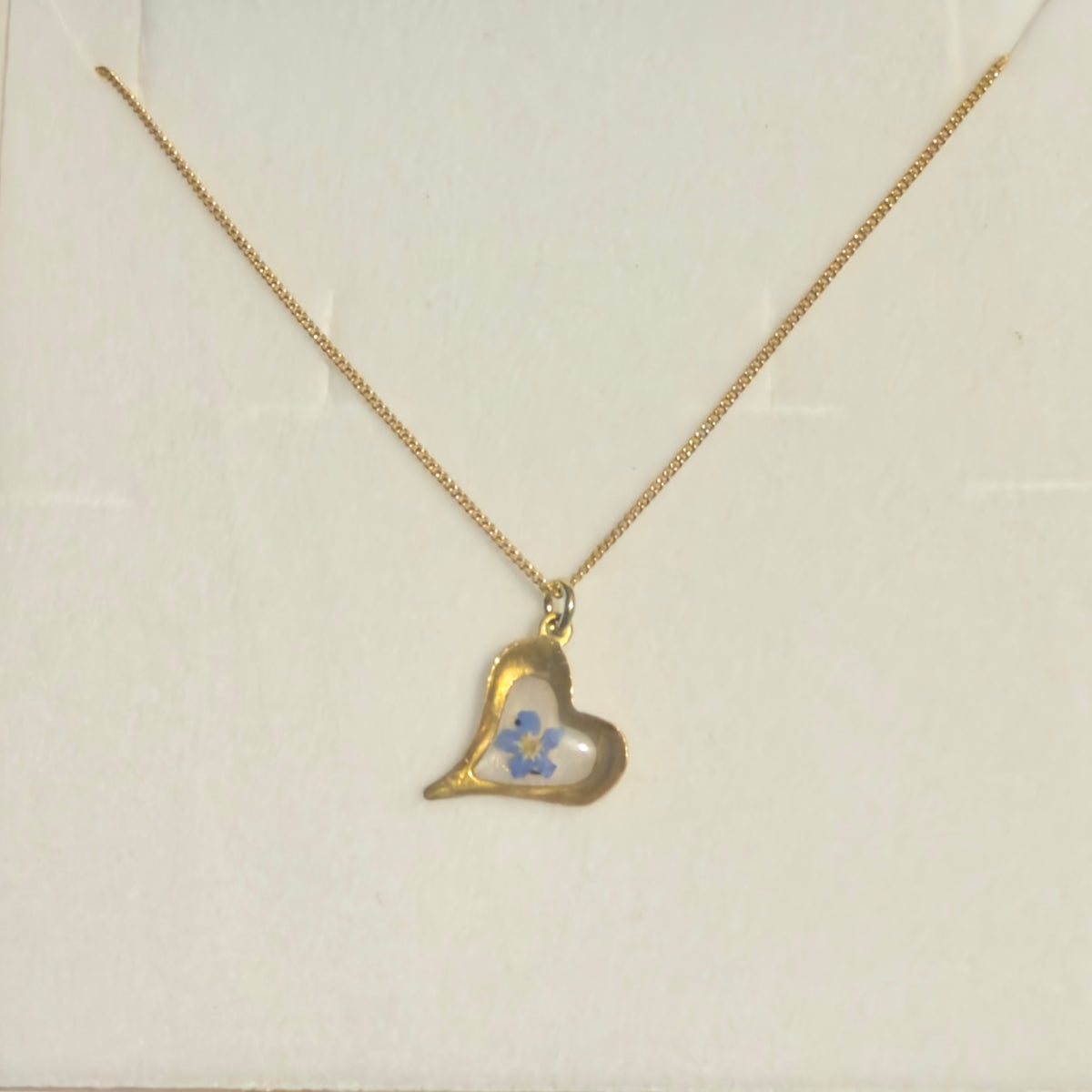 Forget Me Not Hammered Heart Pendant Gold Vermeil Necklace