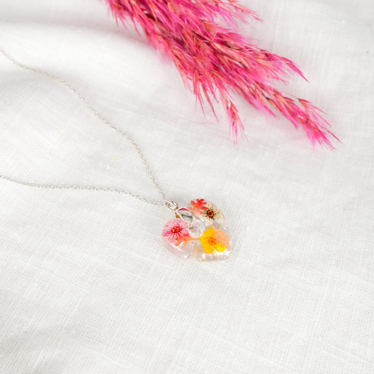 Autumnal Bloom Heart Pendant Necklace