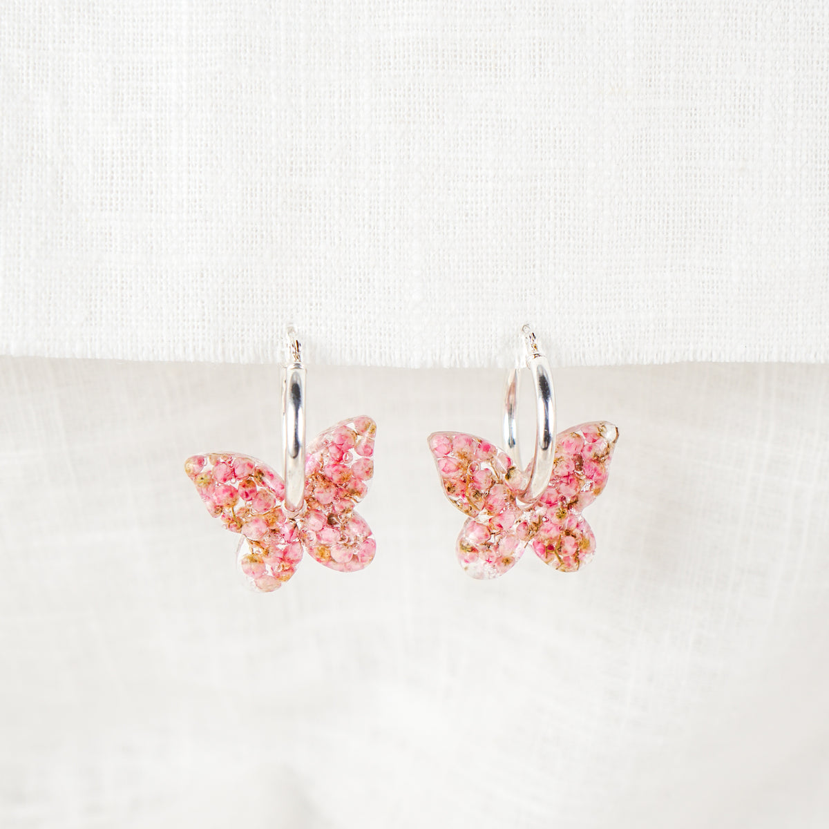 Rice Flower Charm Hoop Earrings