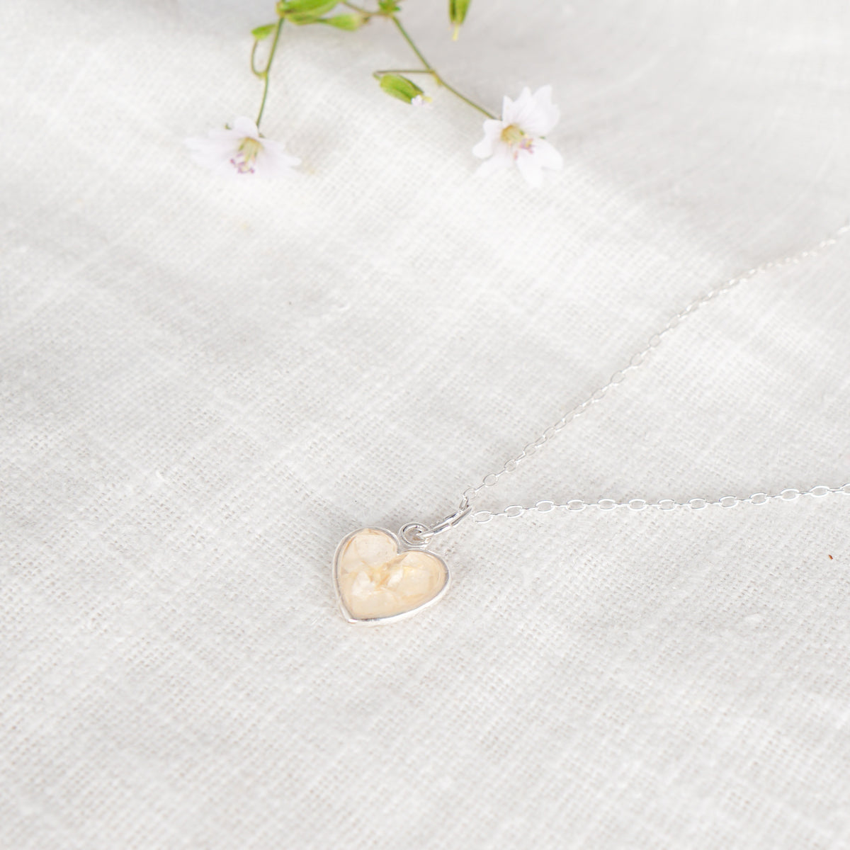 Crushed Daisy Heart Necklace