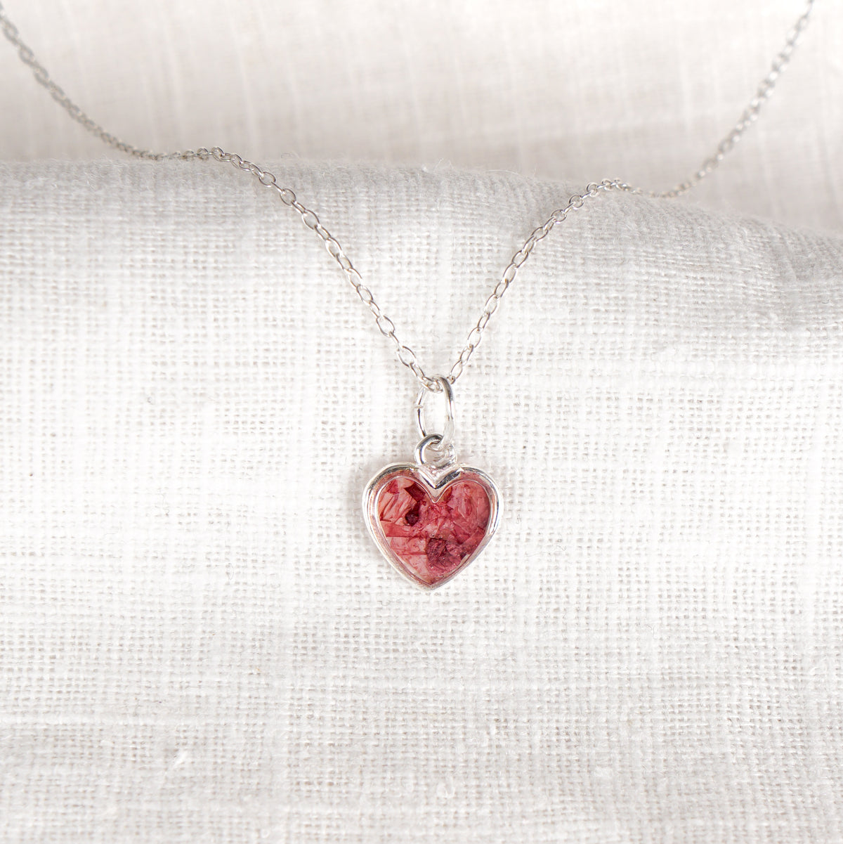 Crushed Poppy Heart Necklace