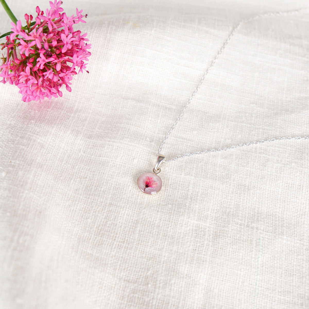 Cherry Blossom Circle Pendant Necklace
