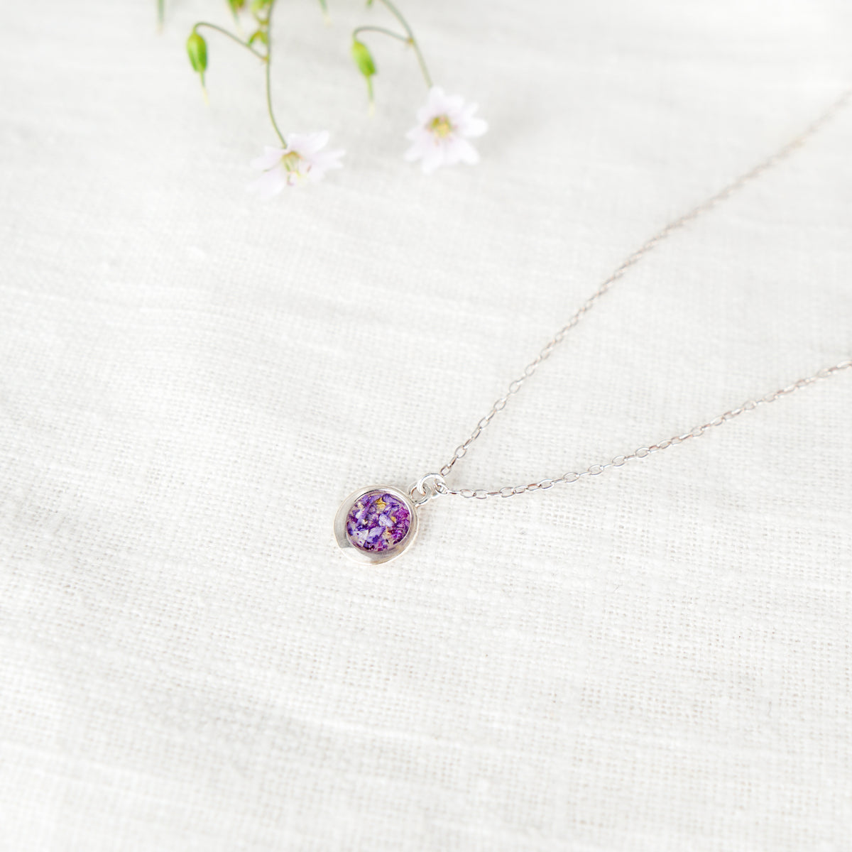 Crushed Violet Eternal Necklace February Birth Flower