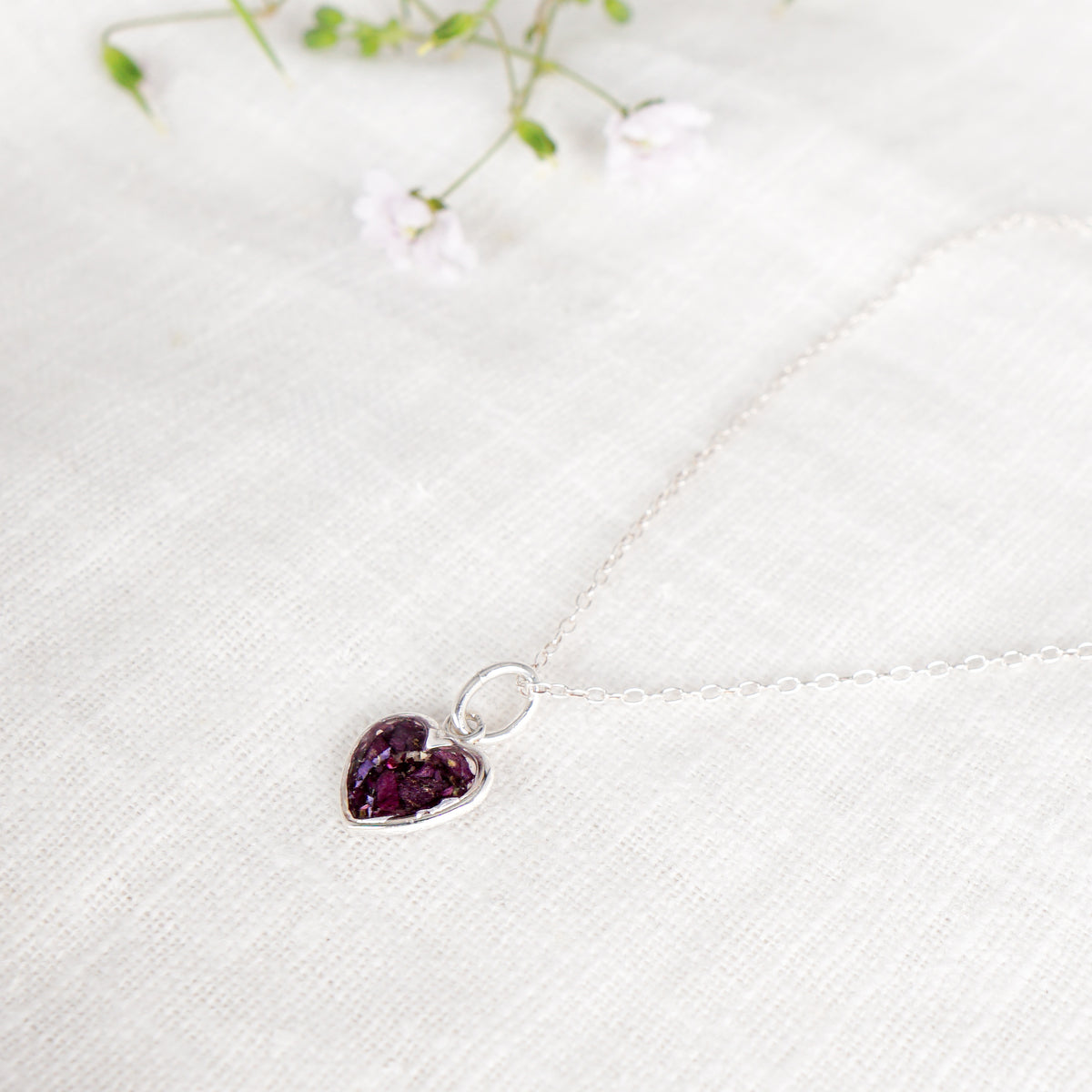 Crushed Violets Heart Necklace