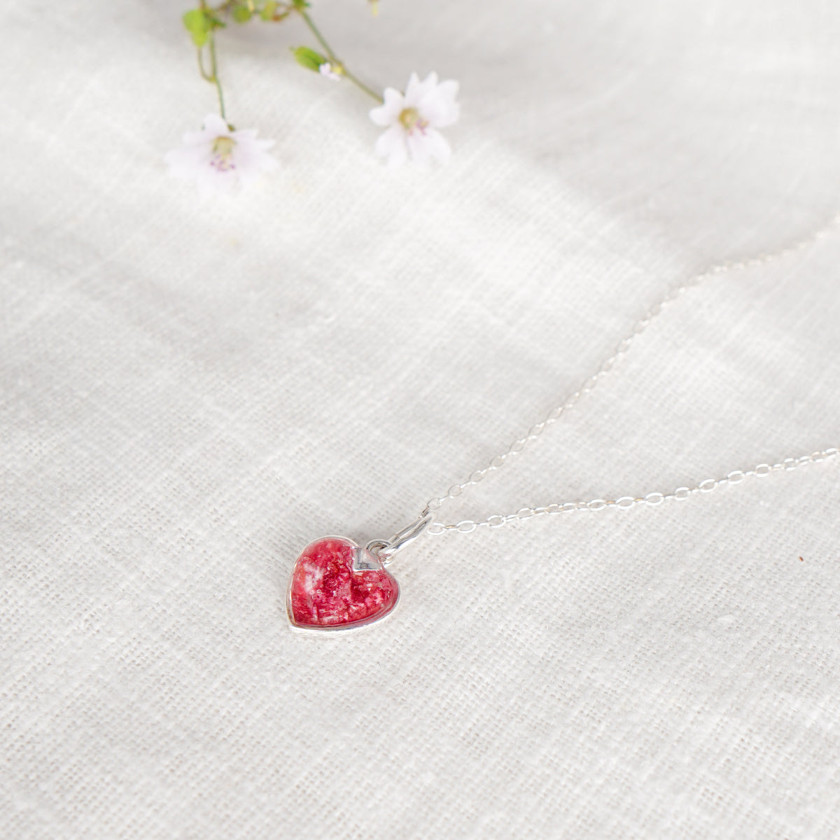 Crushed Larkspur Heart Necklace