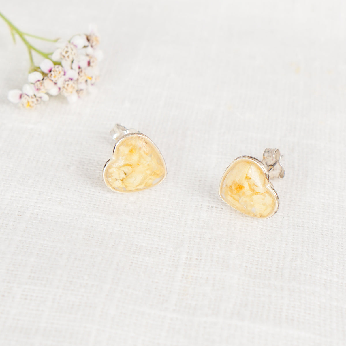 Crushed Daffodil Heart Studs