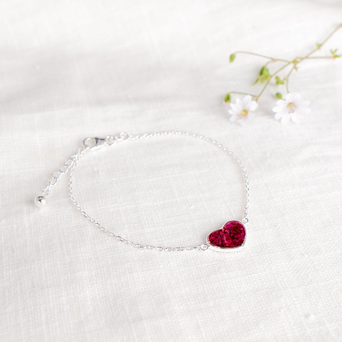 Crushed Peonies Heart Bracelet - November Birth Flower