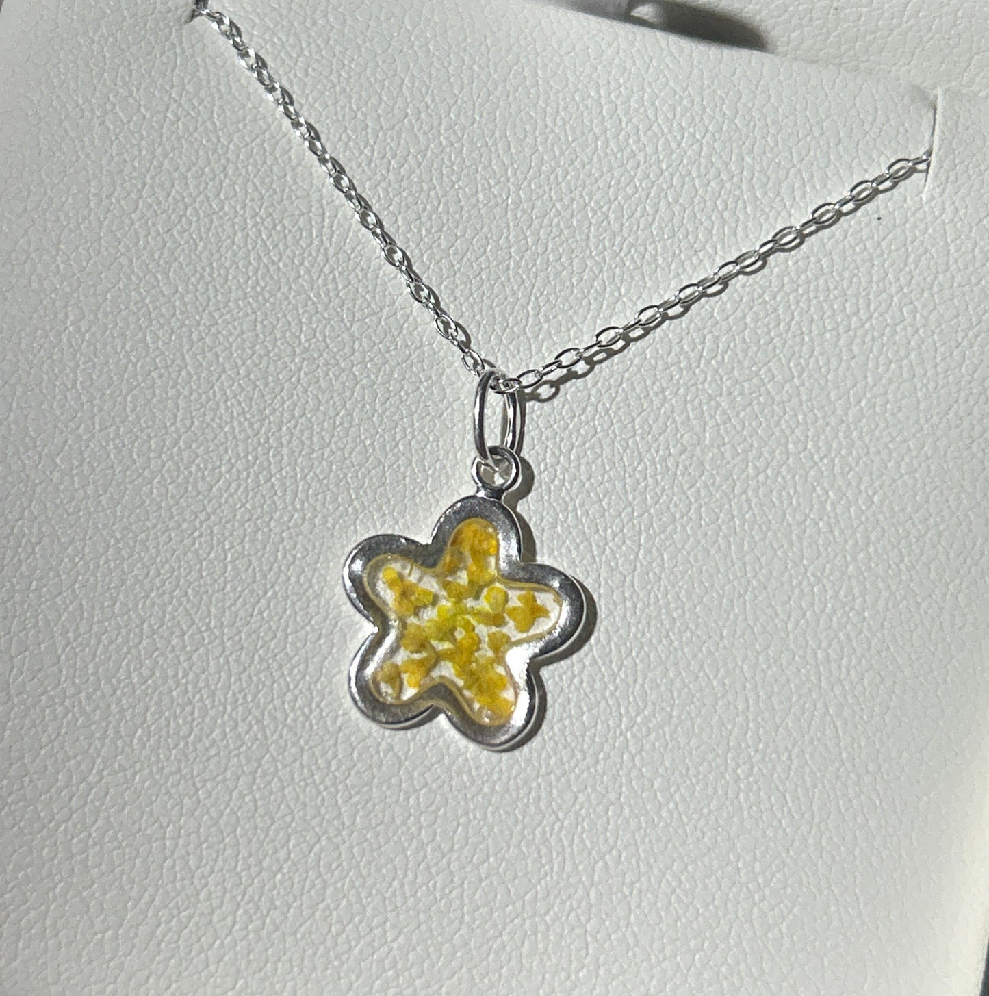 Yellow Cow Parsley Flower Pendant Necklace