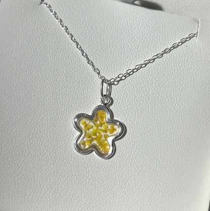 Yellow Cow Parsley Flower Pendant Necklace