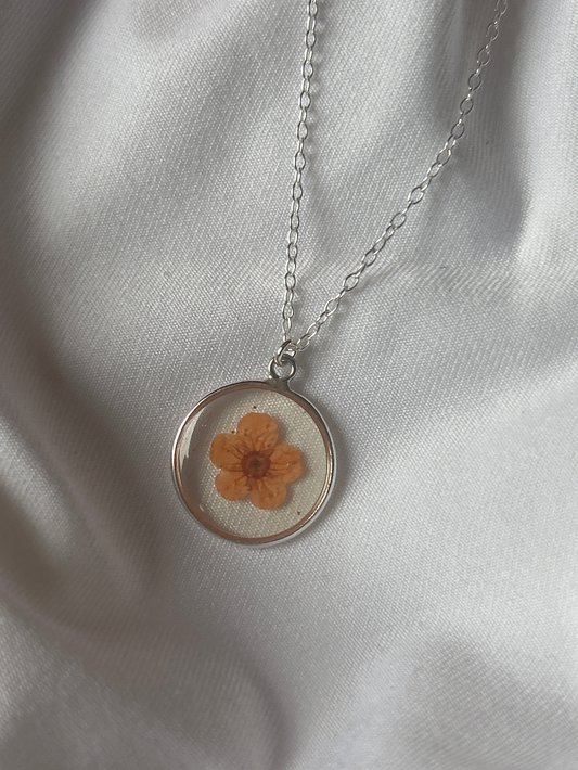 Orange Blossom Circle Pendant Necklace