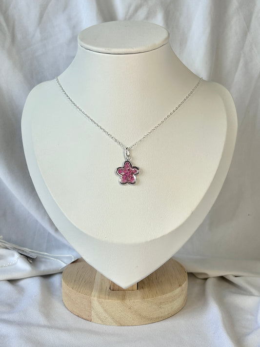 Pink Cow Parsley Flower Pendant Necklace