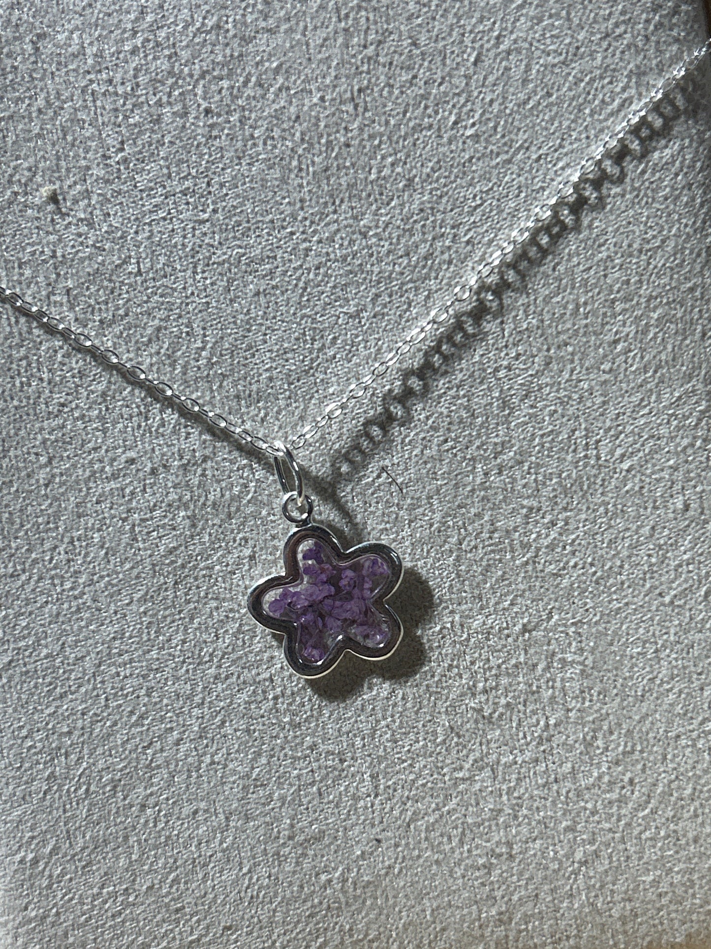 Purple Cow Parsley Flower Pendant Necklace