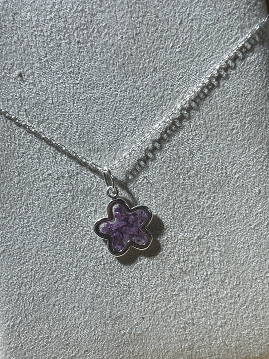 Purple Cow Parsley Flower Pendant Necklace