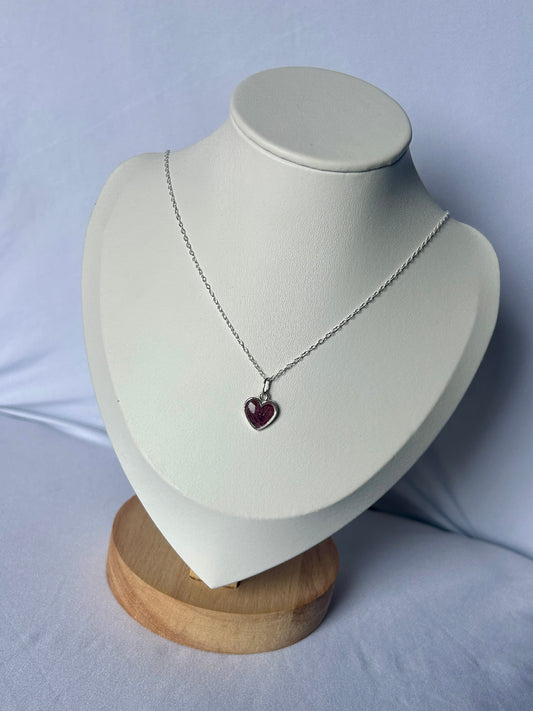 Crushed Poppy Heart Necklace