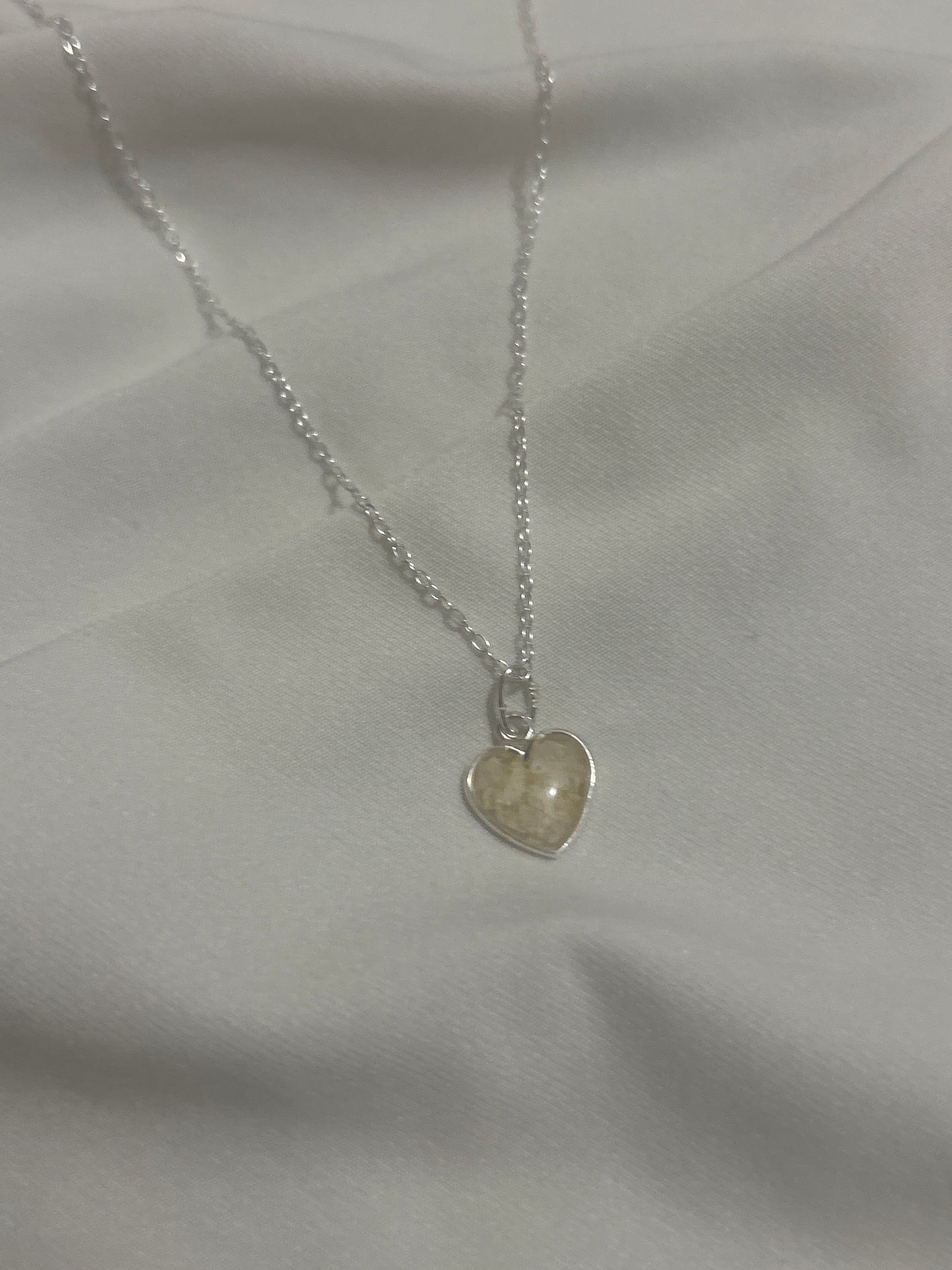 Crushed Daisy Heart Necklace