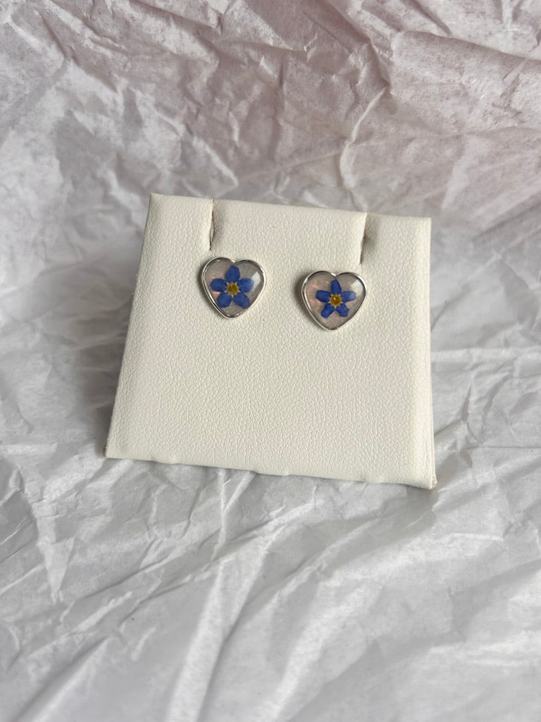 Forget Me Not Heart Stud Earrings
