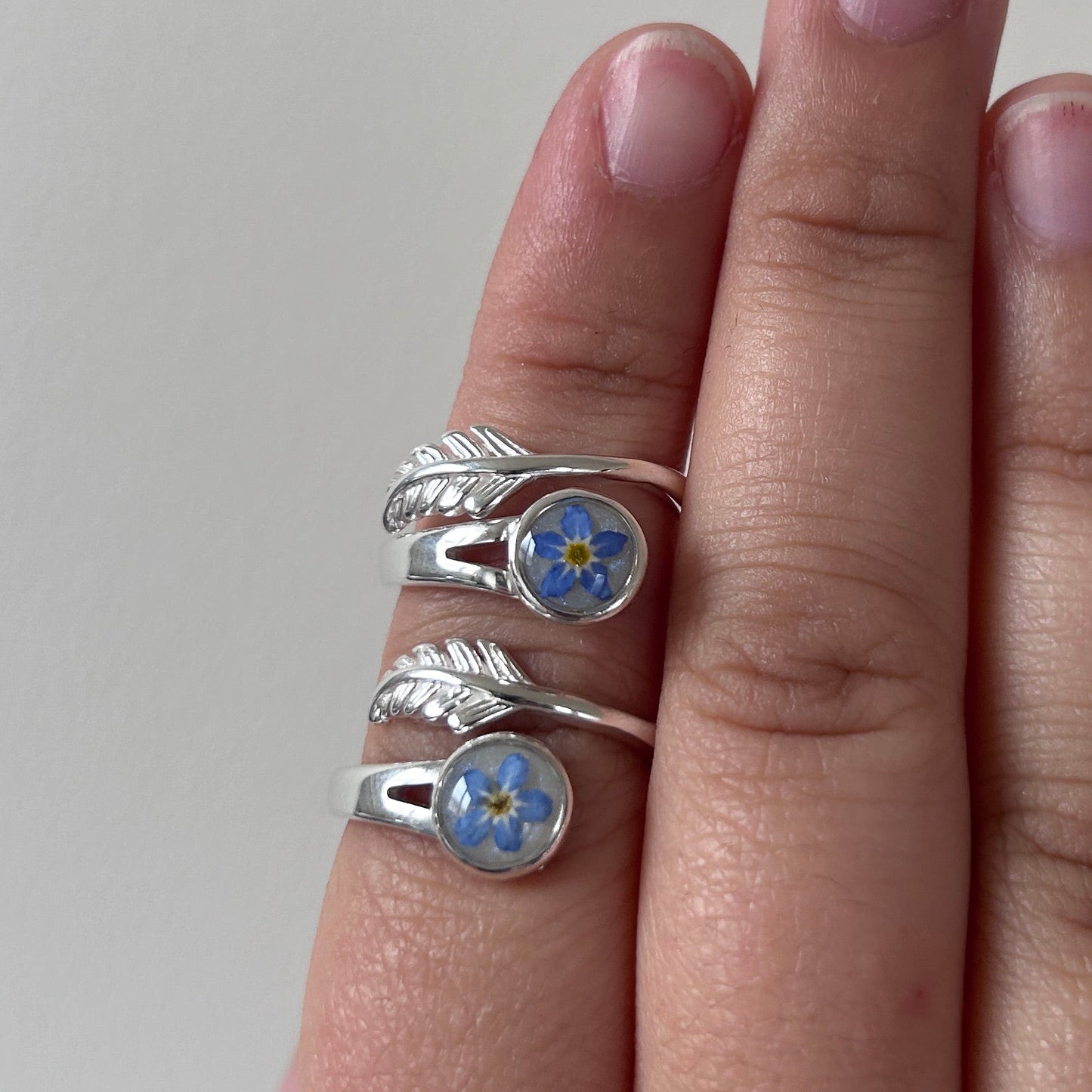 Forget Me Not Feather Size Adjustable Ring