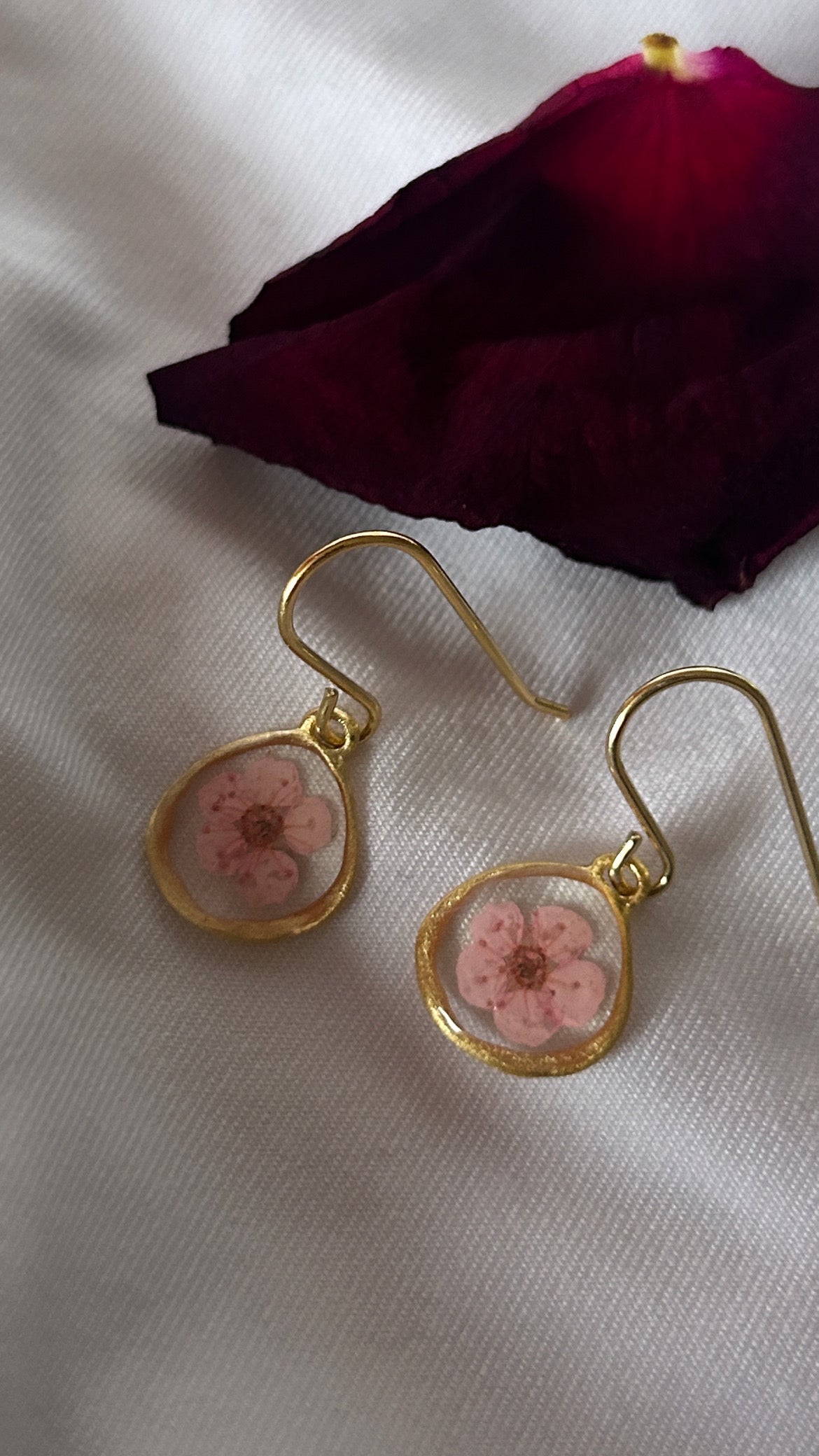 Gold Plum Blossom Organic Circle Earrings